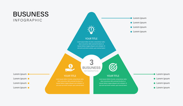 3 Step Modern Triangle Business Infographic with Three Segments