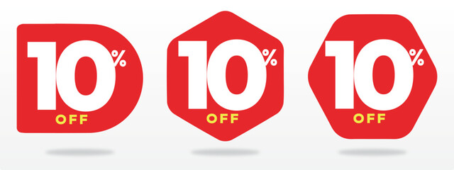 10% off, business, percent, value, price, liquidation, offer, discount, sticker, sale, marketing, campaign, sign, shop, promo. Vector, icon, set, design