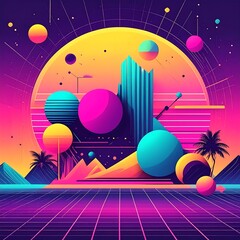 Retro Futuristic Landscape