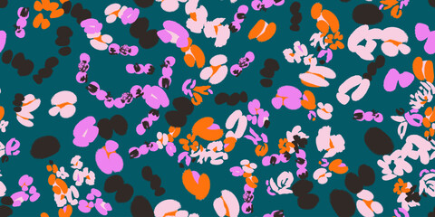 Floral seamless pattern with different abstract flowers. Vector background, design, print, wrapping paper, textile, wallpaper, header
