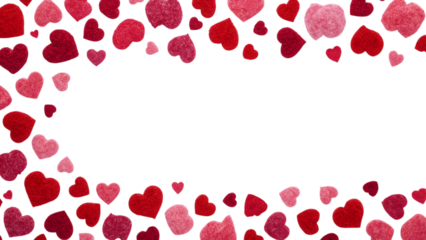 Love's Embrace: A multitude of hearts in various shades of red and pink frame a central void, a symbol of love, affection and an open invitation.