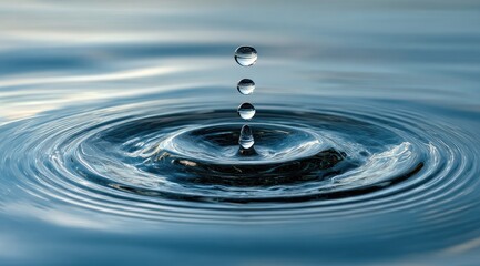 Water droplet impacting still water, creating ripples