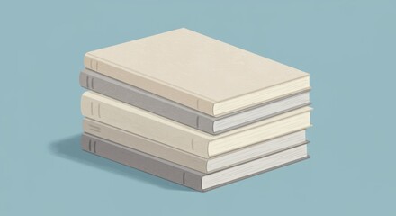 Stack of books on blue background, education and knowledge concept