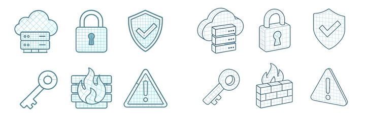 Cloud computing security icons representing data protection and risk management strategies
