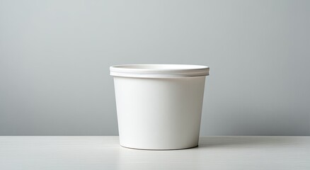 Blank white paper food container on a table against a light gray background