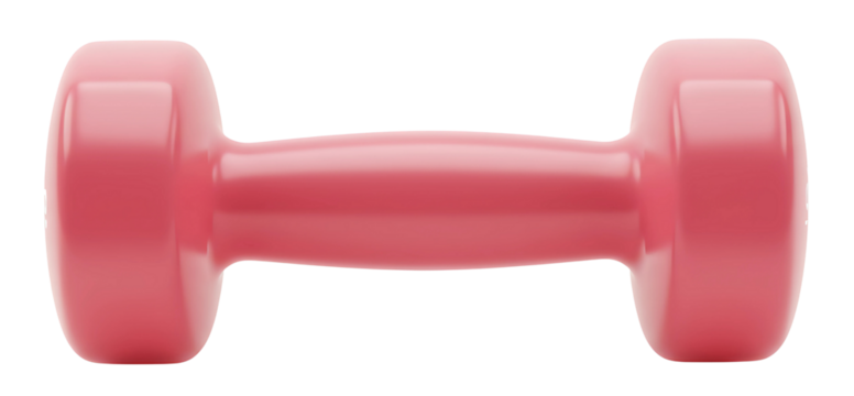 pink dumbbell isolated on transparent cutout background, cut out, png