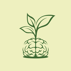 brain leaf abstract logo modern style