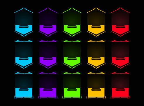Futuristic Neon Cyberpunk Ui Card Frame Template Multi Color Pack Sci-fi Hud Overlay Player Profile Game Character Panel Blue Purple Green Yellow Red