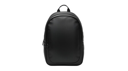Naklejka premium A small black backpack with a smooth finish and zipper detail, isolated on transparent background