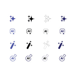 Minimal AI Icons Vector Set , Simple AI technology icons vector set in minimal style, isolated design elements for web, apps, and modern graphics.