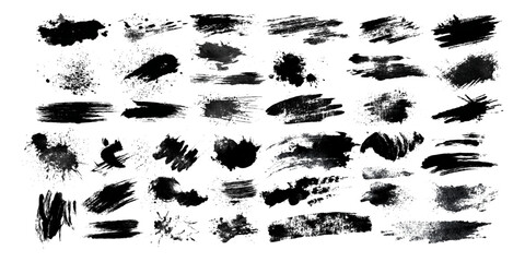 grunge-inspired overlays, abstract distressed patterns, creative backgrounds, Set of different doodle underlines of brush strokes, Modern brushed texture set featuring expressive paint strokes.