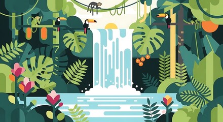 Jungle Waterfall Scene. (23)