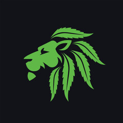 lion cannabis abstract logo modern style