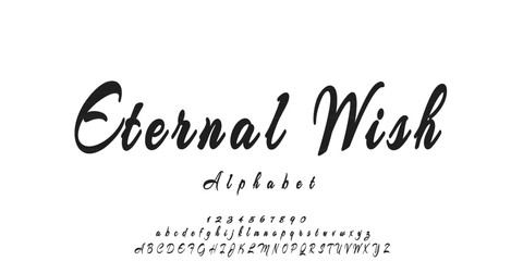 Eternal wish alphabet letters font with tails. Typography elegant classic serif fonts and number decorative vintage retro concept for logo branding. vector illustration