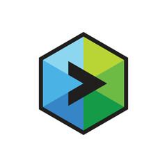 play button cube next abstract logo modern style