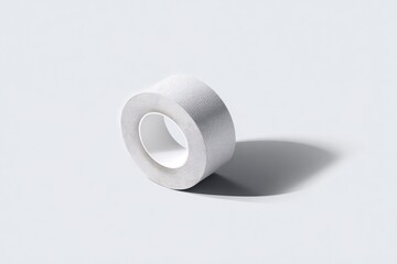 Rolled white tape on a light gray background