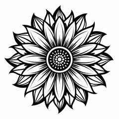 Sunflower Bloom Outline Vector