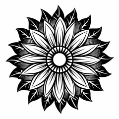 Sunflower Bloom Outline Vector