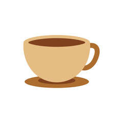 Classic Coffee Cup and Saucer Flat Icon Vector