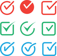 Hand-Drawn Check Mark Icon Set. Tick and Checkmark Symbols on White Background. Hand-drawn tick checkmark..eps