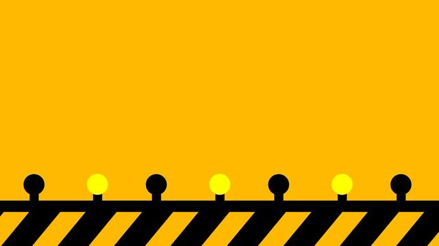 A bold construction zone design with lights and stripes emphasizes caution, safety, and restricted access in active work areas under maintenance