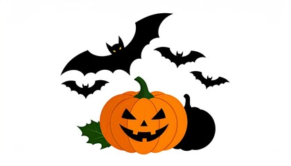 Naklejka premium Halloween Pumpkin with Bats.
