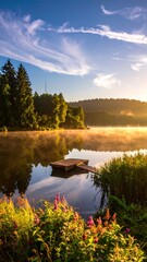 Peaceful lake sunrise