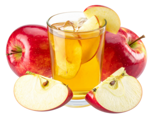 Refreshing Apple Cider Drink with Apples Isolated on White