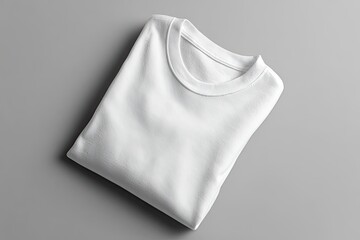 Folded white t-shirt on gray background