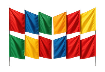 Obraz premium Colorful set of flags arranged symmetrically.