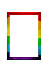 Basic Rainbow , Pride  frame  white or PNG background, rectangle photo frame idea, basic, vector, HD, quality, design pattern, vintage white rectangle.