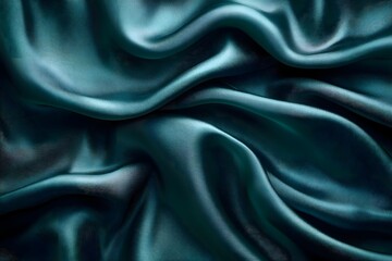 Obraz premium Close up of teal colored silk fabric with soft folds and gentle waves creating a smooth texture