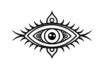Fototapeta premium The black eye vector illustration shows a woman's eyeball with a detailed iris and elegant eyelashes, a striking symbol design perfect for a beauty logo