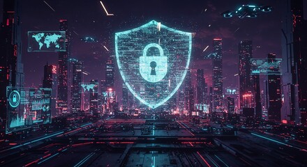 Cyberpunk City Cybersecurity Data Privacy Protection Technology Network