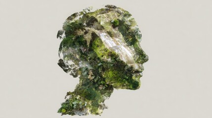 Lush green plant face symbolizing environmental consciousness and eco-friendly business models in abstract art