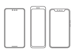 Modern Smartphone Technology Icon Collection Minimal Line Art