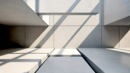 Obraz premium Minimalist architectural concrete background with striking diagonal shadow play, perfect for product display or modern design concept mockups