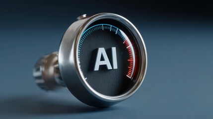 Simple round speedometer dial featuring ai technology to measure and gauge climate change impact on the environment