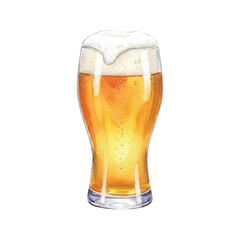Watercolor Lager Beer Vector Illustration Isolated on White Background, Traditional Golden Beer Clipart for Pub, Bar, Brewery and Drink Menu