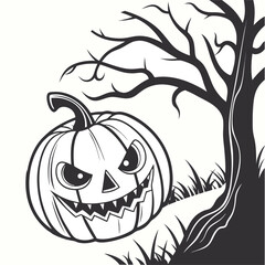 Halloween Vector Icons Bundle | Pumpkin, Ghost, Bat, Witch Hat, Haunted House, Skull & Tombstone Silhouette Set