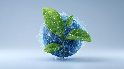 Innovative concept of a leaf with a network of interconnected lines representing ai and eco economy globally