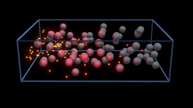 Electrical resistance. 
Superinsulator. Electrons flow and collide with atoms. 
Electrical resistance. Energy flowing and colliding with static atoms. 3d animation render. 