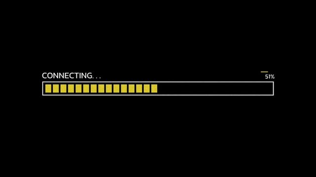 Loading glitch animation with cyberpunk style futuristic loading bar isolated on black background HD resolution