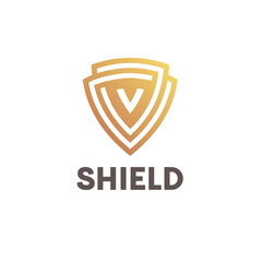 Vector logo design template. Abstract Shield sign. Letter V.	
