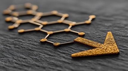 Gold star alongside a molecule structure symbolizing excellence and innovation in science and technology fields
