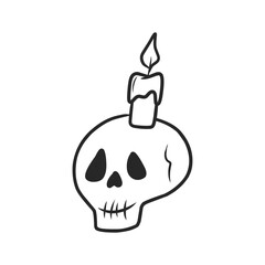 Skull Candle Hand-Drawn Doodle Outline Vector Illustration