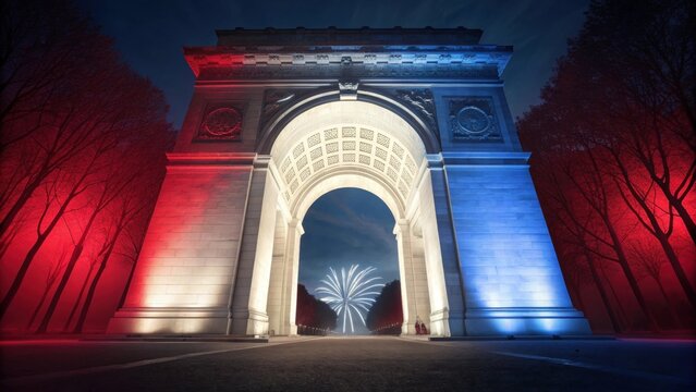 Celebrating France with fireworks and vibrant lights