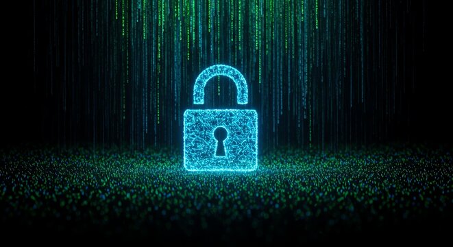 Digital Security Concept Cyber Data Protection Abstract Lock Symbol
