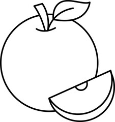 Apple Vector Illustration. Simple Outline Apple Coloring Page