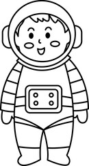 Astronaut Simple Illustration. Simple Outline Astronaut Coloring Page.